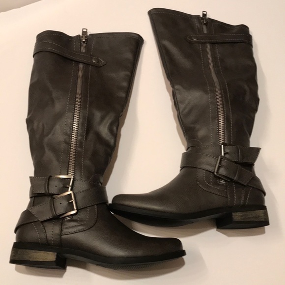 NWT RAMPAGE HANSEL GREY WIDE TALL BOOTS 6 - Picture 2 of 8